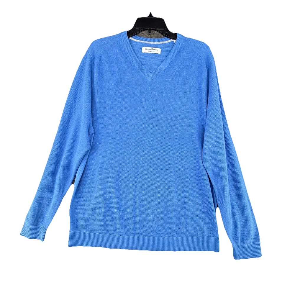 Tommy Bahama Island Zone Men's Large Blue‎  V-Neck Sweater Long Sleeve